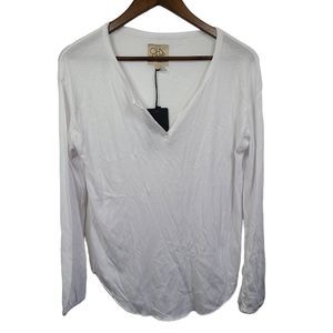 NWT Chaser White V Neck Semi Sheer Lightweight Blouse Womens Medium